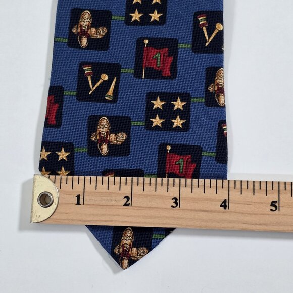 Tommy Hilfiger Silk Tie Blue Golf Theme Print Textured Italy USA W 4" L 56" - Picture 7 of 16